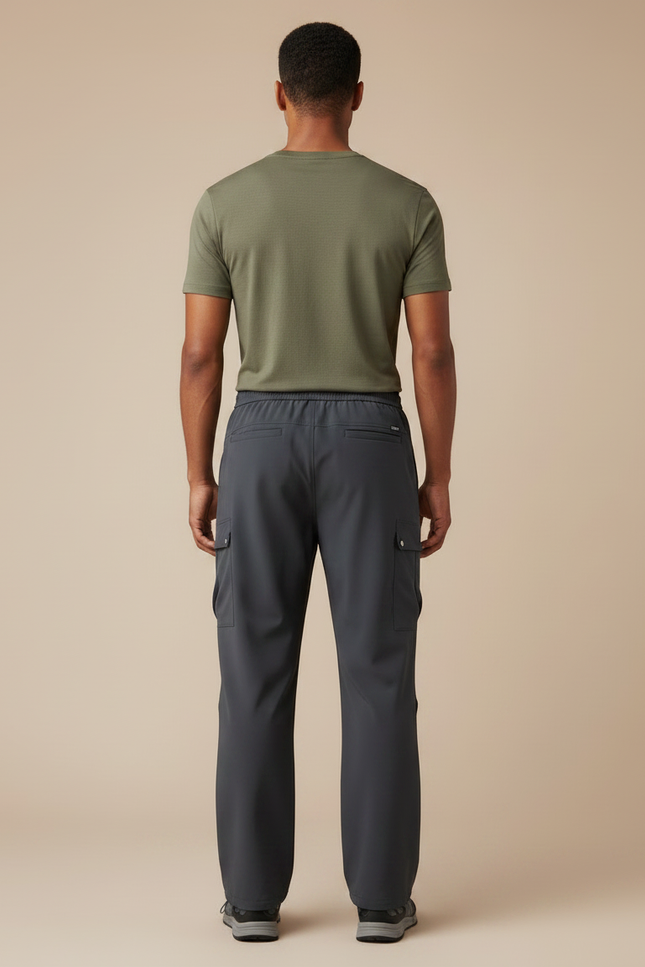 Pantalon Randonnée Gris Cargo Ample Confortable Cordon - Polyester - vue 2