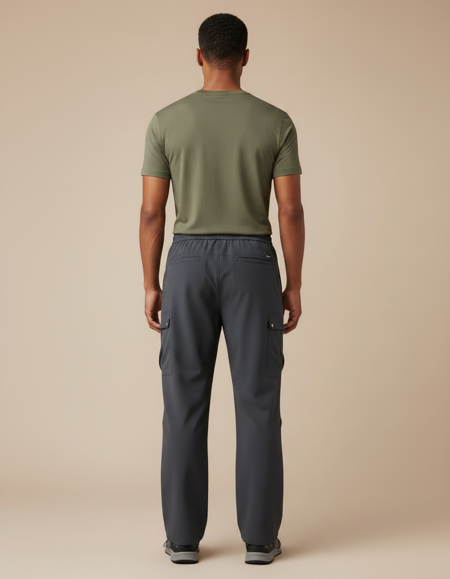 Pantalon Randonnée Gris Cargo Ample Confortable Cordon - Polyester - vue 2