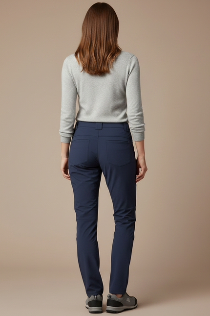 Pantalon Randonnée Femme Marine Stretch Coupe Droite - Polyester - vue 2
