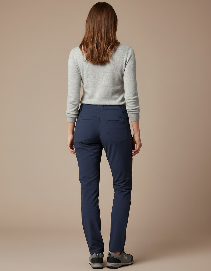 Pantalon Randonnée Femme Marine Stretch Coupe Droite - Polyester - vue 2