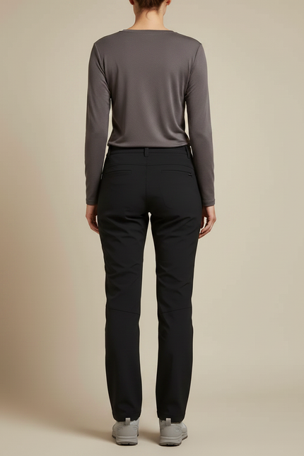Pantalon Randonnée Noir Coupe Droite Chaud Femme - Polyester - vue 2