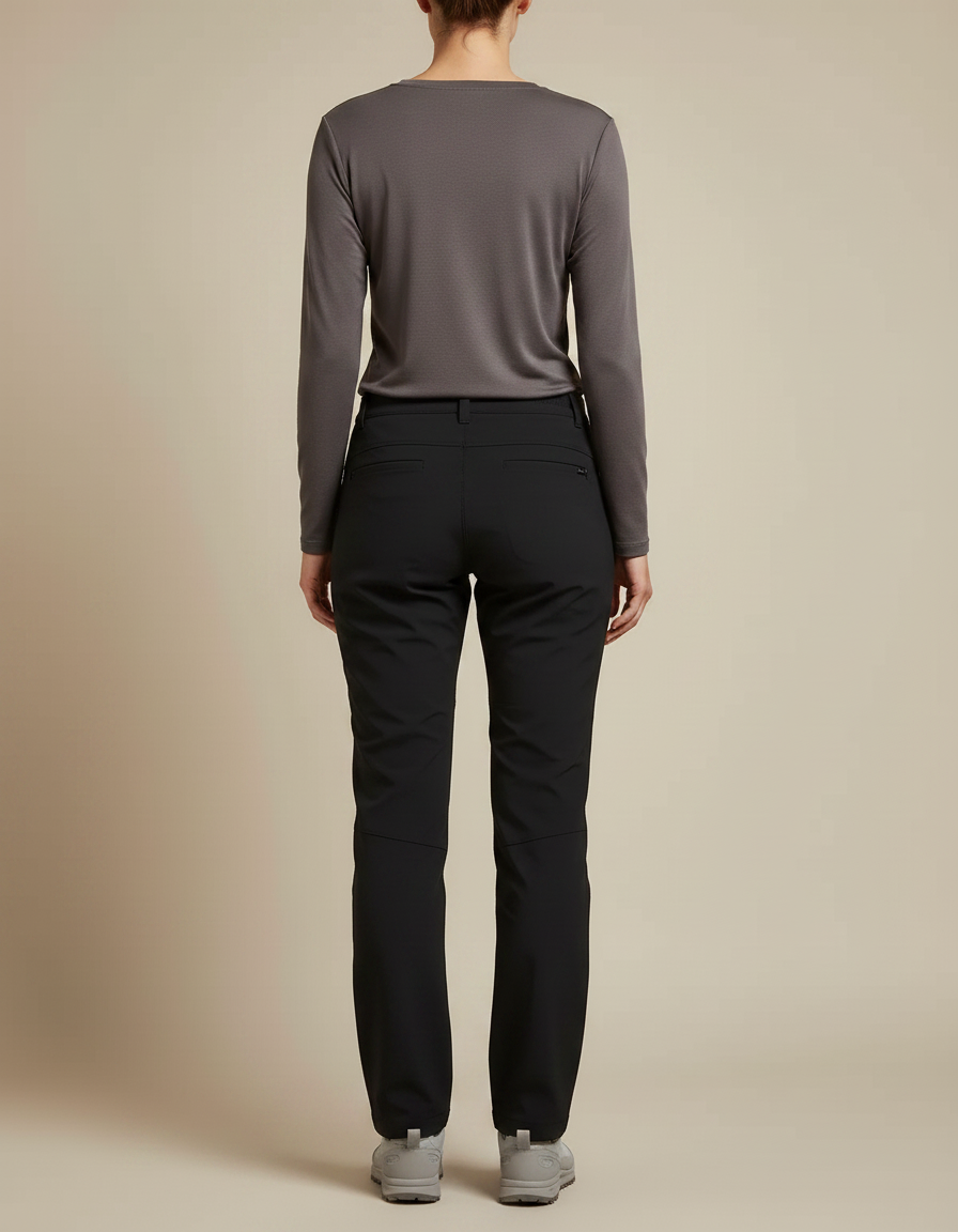 Pantalon Randonnée Noir Coupe Droite Chaud Femme - Polyester - vue 2