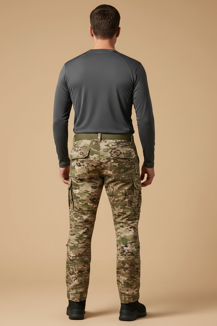 Pantalon Randonnée Camouflage Cargo Multipoches Résistant Homme - Multicolore Toile - vue 2