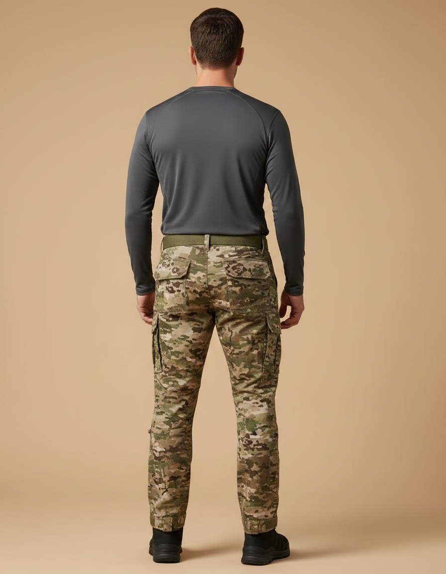Pantalon Randonnée Camouflage Cargo Multipoches Résistant Homme - Multicolore Toile - vue 2