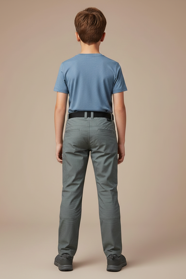 Pantalon Randonnée Enfant Gris Coupe Droite Confortable - Polyester - vue 2