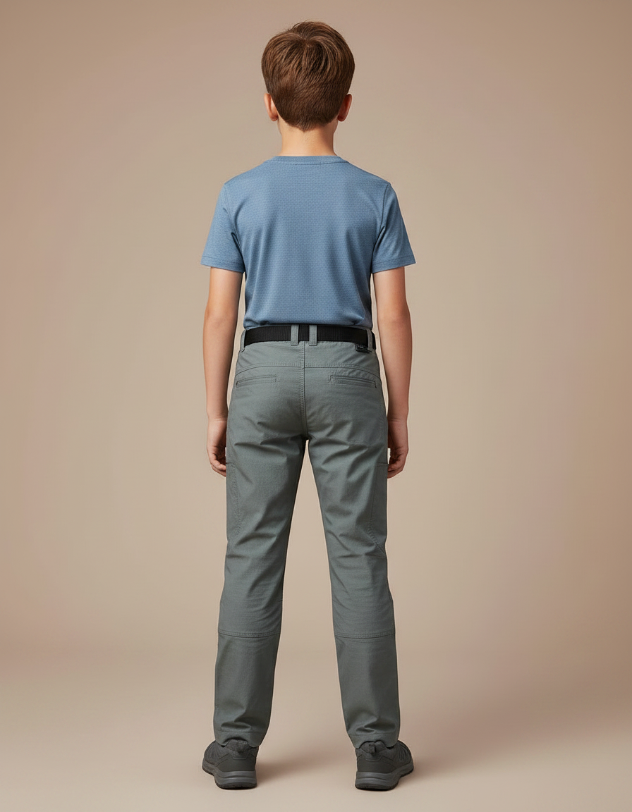 Pantalon Randonnée Enfant Gris Coupe Droite Confortable - Polyester - vue 2