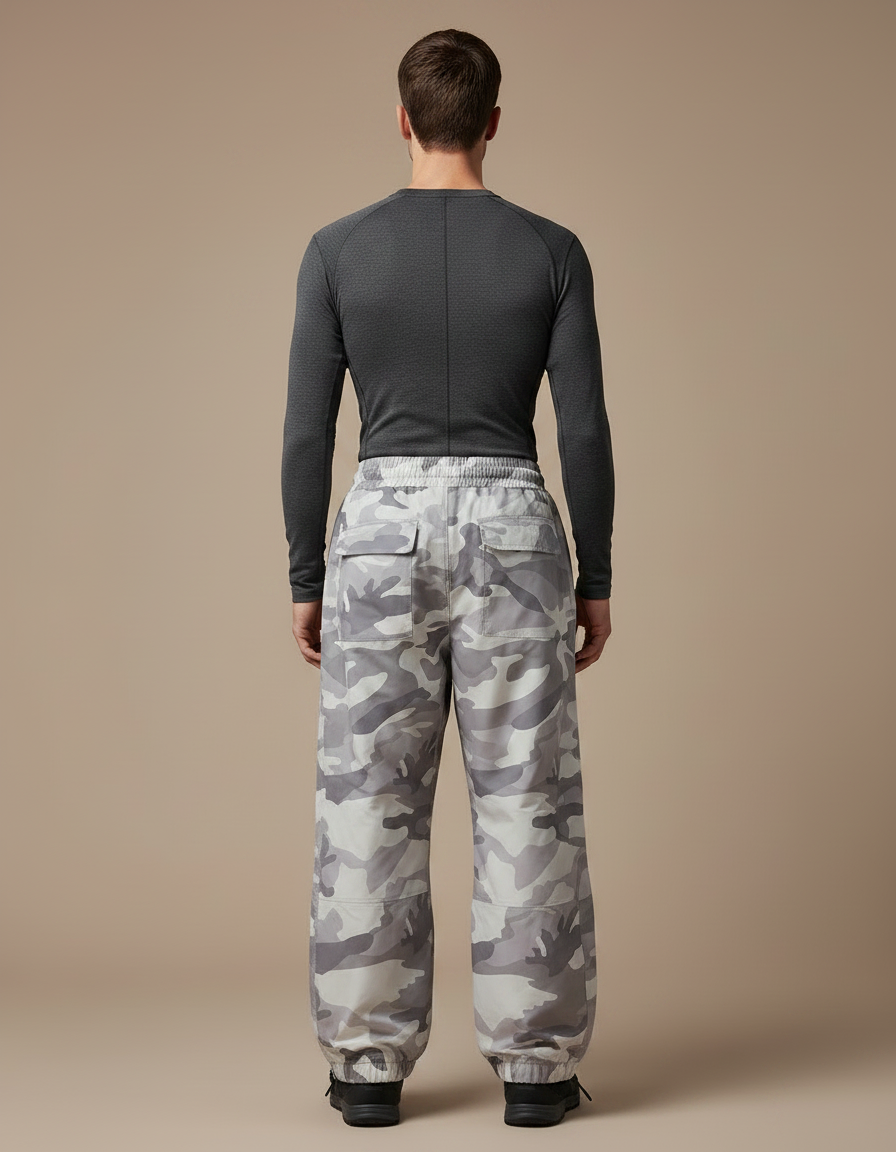 Pantalon Randonnée Camouflage Gris Ample Imperméable Homme - Imprimé Polyester - vue 2