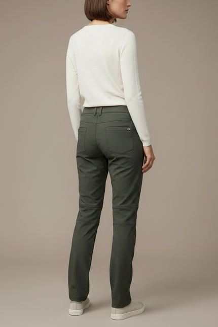 Pantalon Randonnée Femme Vert Kaki Convertible Doublé Polaire - Polyester - vue 2