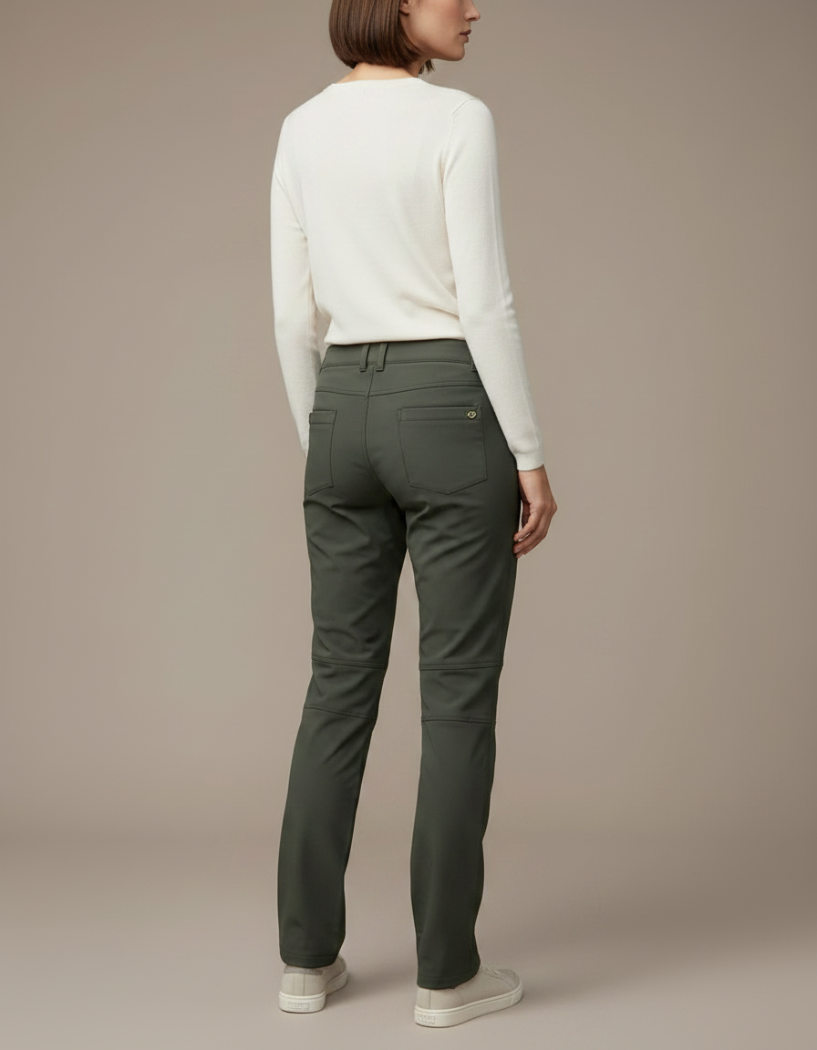 Pantalon Randonnée Femme Vert Kaki Convertible Doublé Polaire - Polyester - vue 2