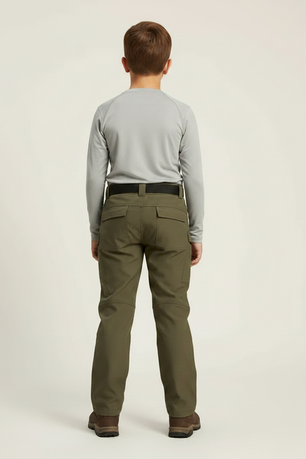 Pantalon Randonnée Kaki Enfant Tactique Ceinturé Hiver - Polyester - vue 2