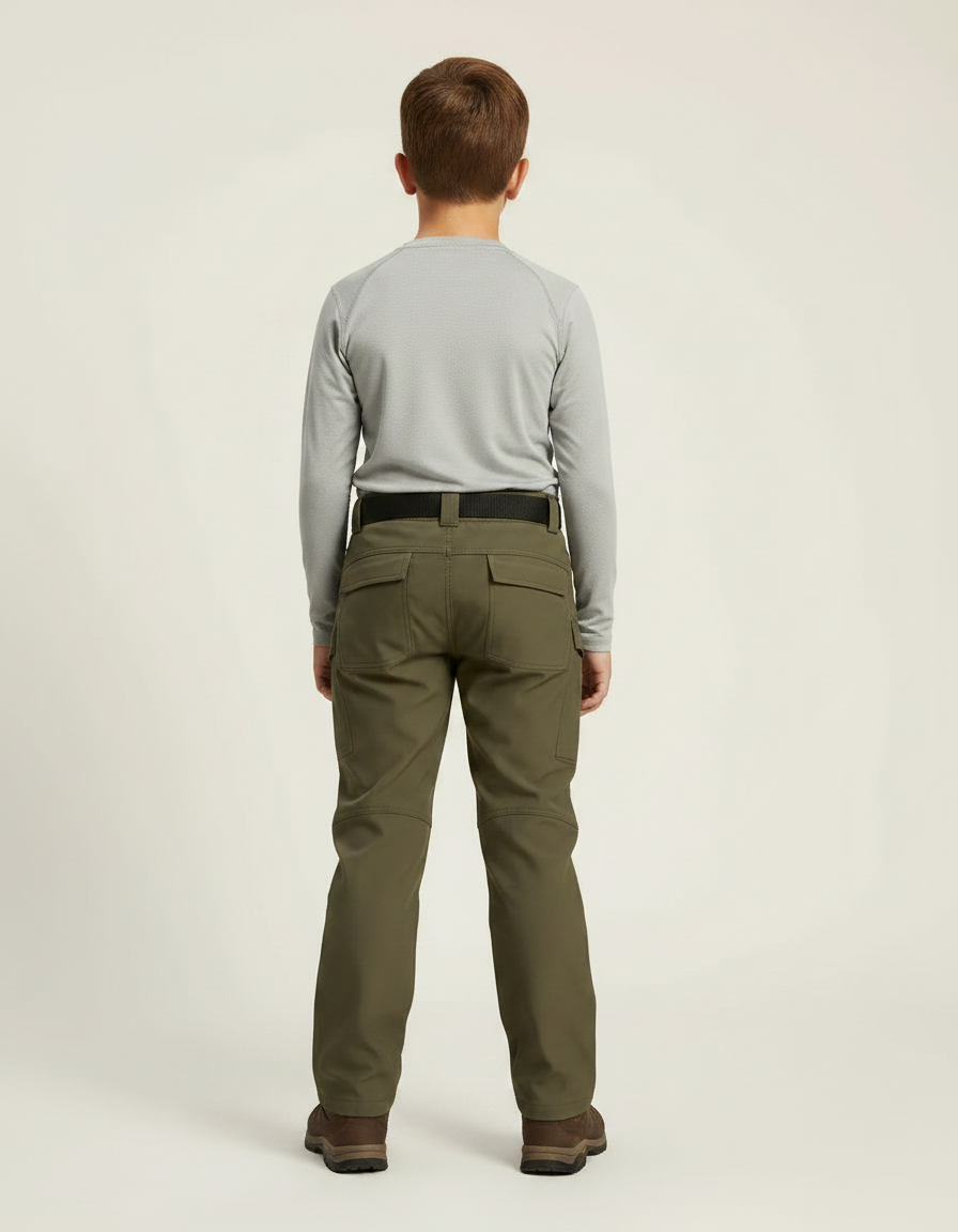 Pantalon Randonnée Kaki Enfant Tactique Ceinturé Hiver - Polyester - vue 2