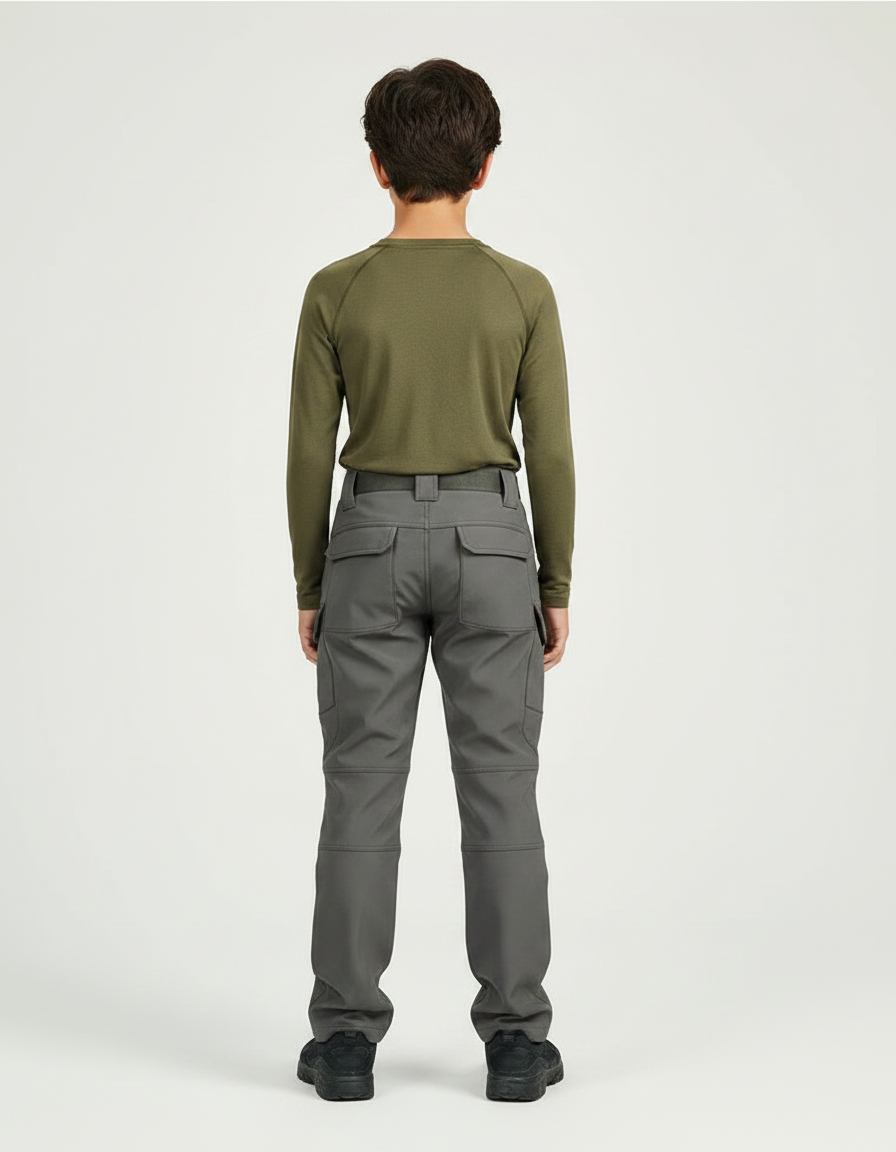 Pantalon Randonnée Gris Cargo Multipoches Enfant Renforcé - Polyester - vue 2