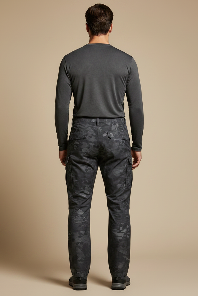 Pantalon Randonnée Camouflage Tactique Homme Multi-Poches Imperméable - Gris Polyester - vue 2