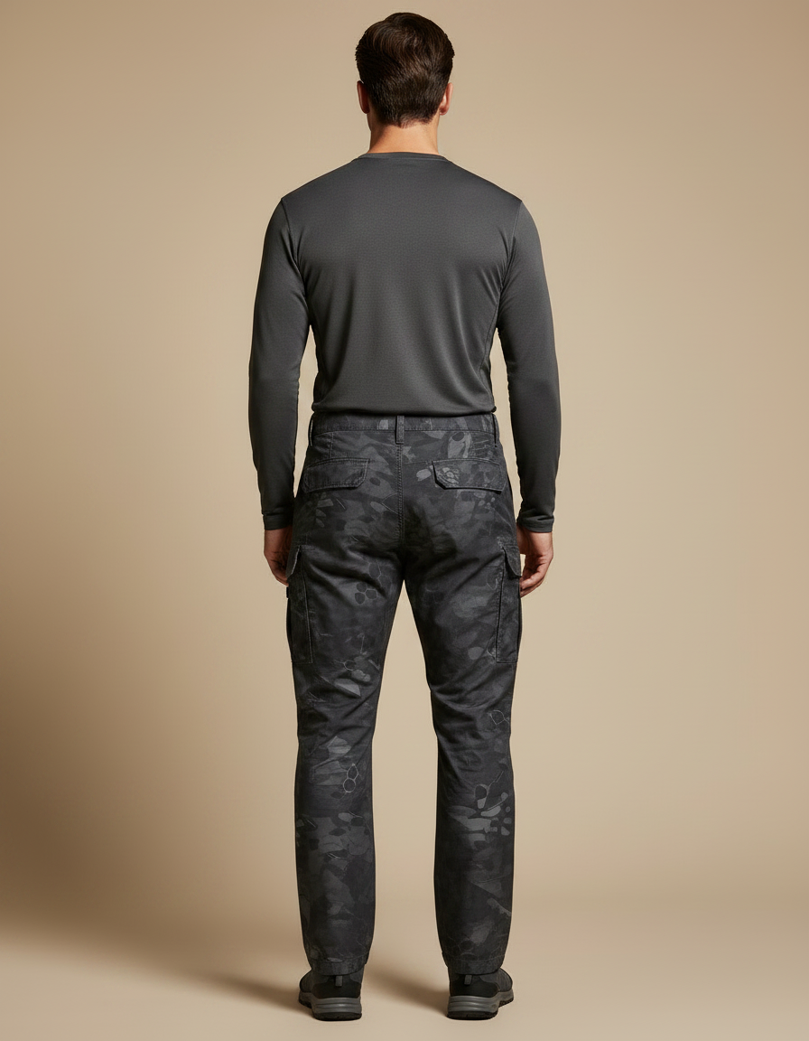 Pantalon Randonnée Camouflage Tactique Homme Multi-Poches Imperméable - Gris Polyester - vue 2