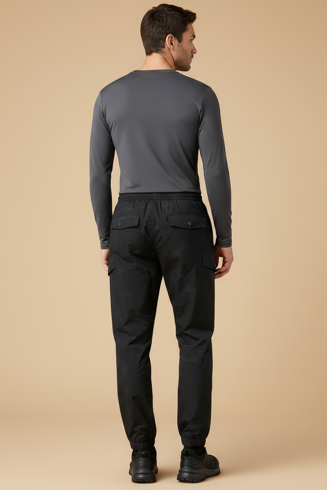 Pantalon Randonnée Noir Camouflage Cargo Homme Léger - Polyester - vue 2