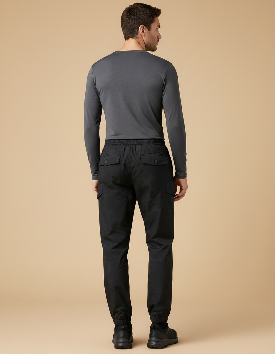 Pantalon Randonnée Noir Camouflage Cargo Homme Léger - Polyester - vue 2