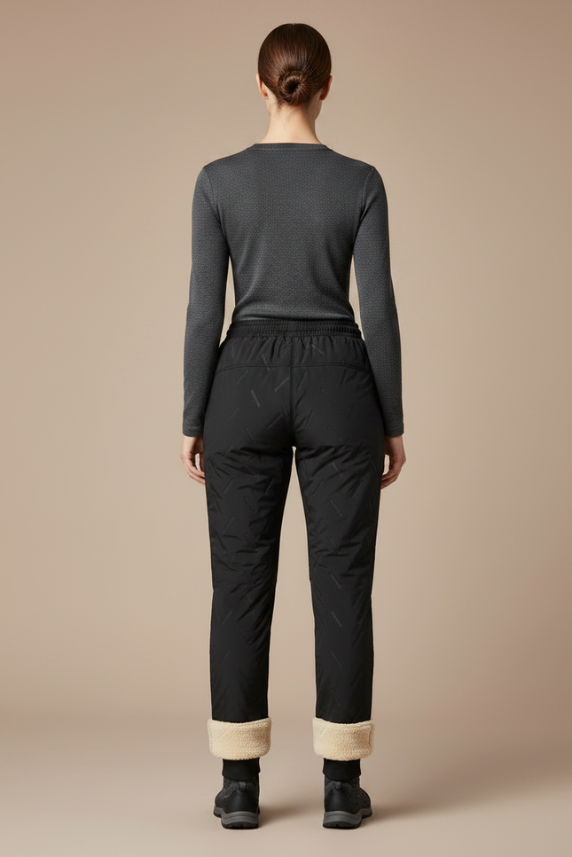 Pantalon Randonnée Noir Matelassé Doublé Polaire Femme Chaud - Polyester - vue 2