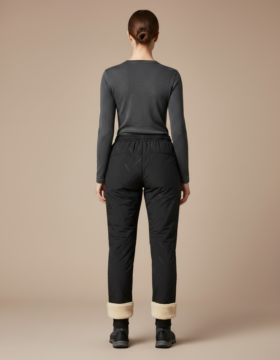 Pantalon Randonnée Noir Matelassé Doublé Polaire Femme Chaud - Polyester - vue 2