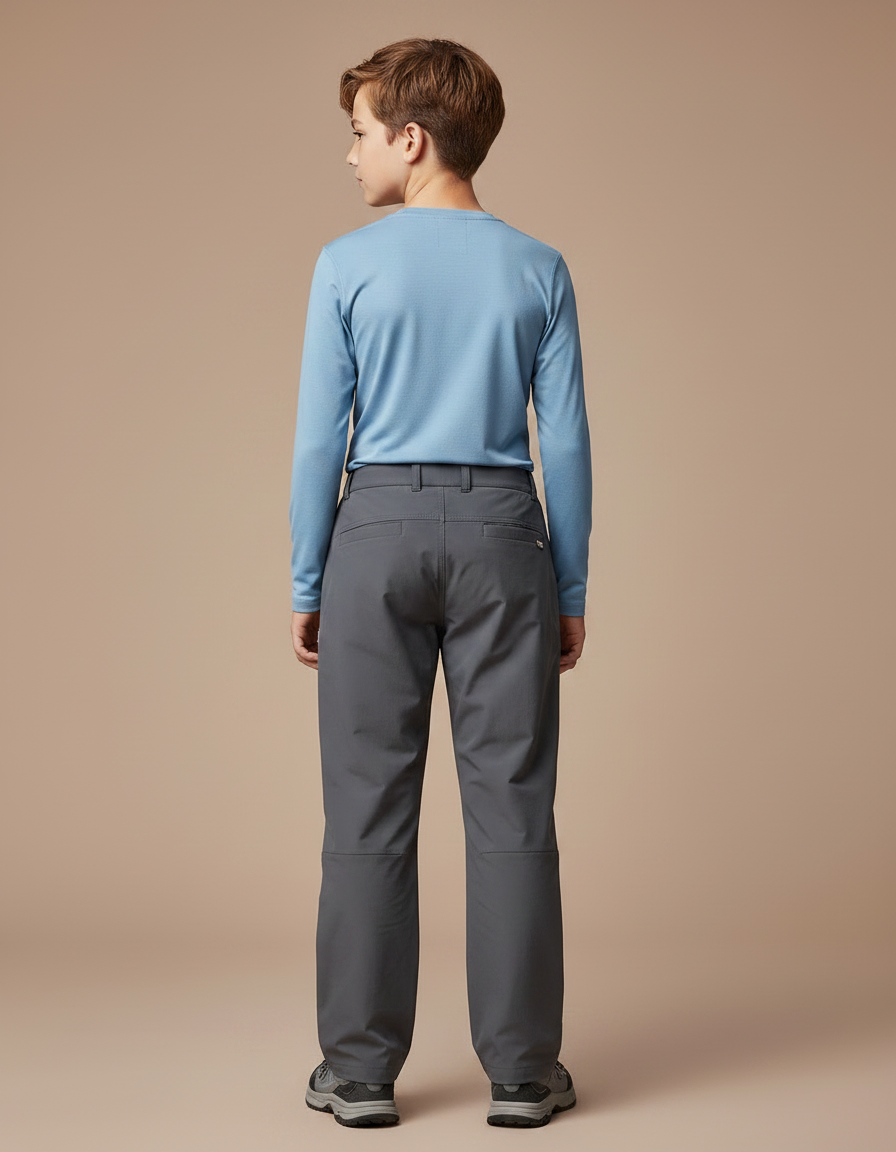 Pantalon Randonnée Gris Imperméable Enfant Coupe Droite - Polyester - vue 2