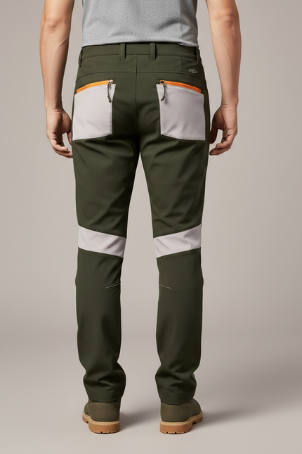 Pantalon Randonnée Vert Bicolore Stretch Homme Léger - Kaki Polyester - vue 2
