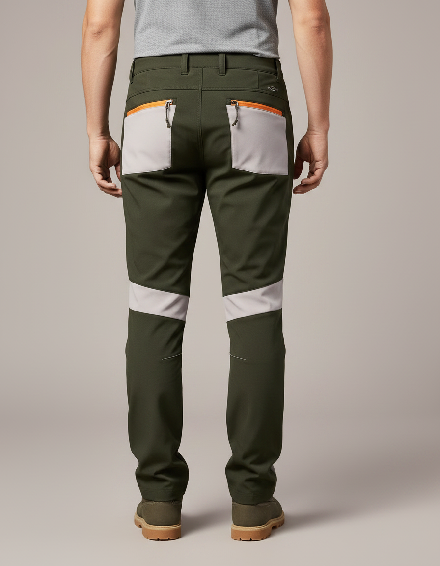 Pantalon Randonnée Vert Bicolore Stretch Homme Léger - Kaki Polyester - vue 2