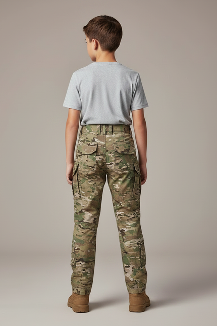 Pantalon Randonnée Camouflage Militaire Enfant Renforcé - Multicolore Polyester - vue 2