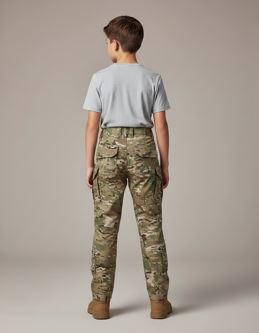 Pantalon Randonnée Camouflage Militaire Enfant Renforcé - Multicolore Polyester - vue 2