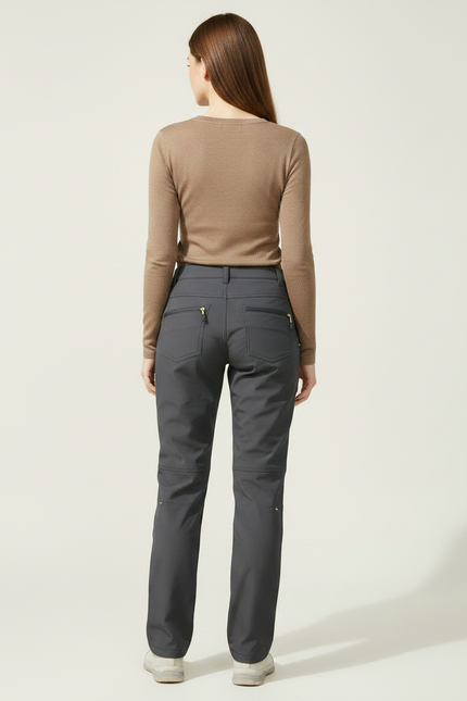 Pantalon Randonnée Gris Polaire Imperméable Coupe-vent Femme - Polyester - vue 2