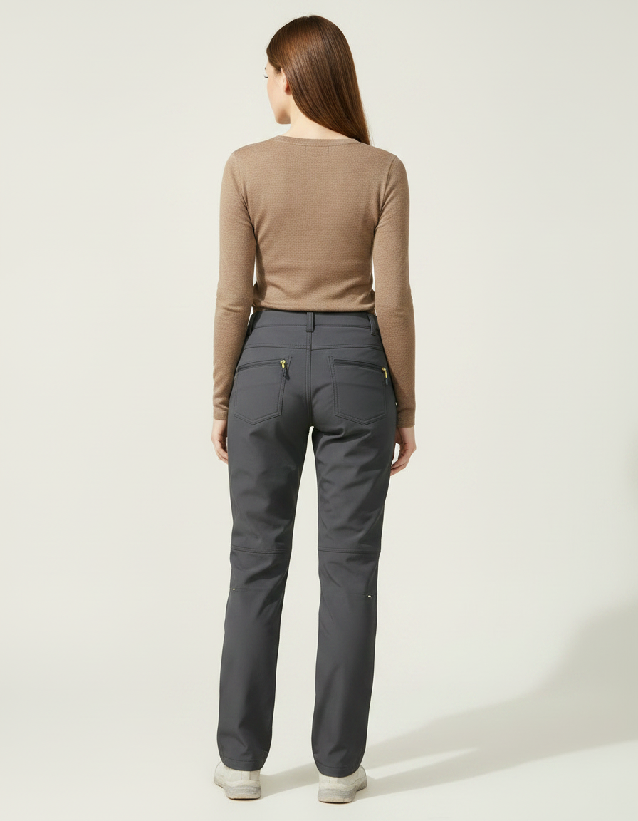 Pantalon Randonnée Gris Polaire Imperméable Coupe-vent Femme - Polyester - vue 2