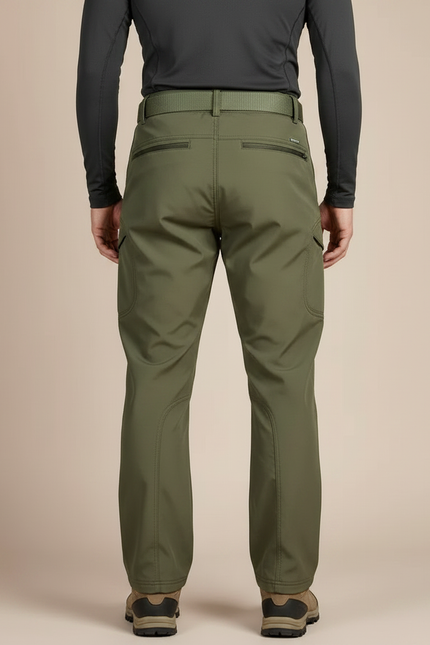 Pantalon Randonnée Vert Militaire Homme Softshell Imperméable - Kaki Polyester - vue 2