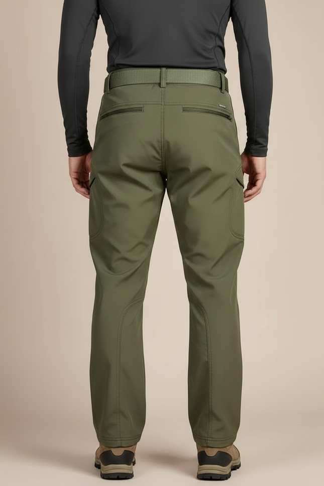 Pantalon Randonnée Vert Militaire Homme Softshell Imperméable - Kaki Polyester - vue 2