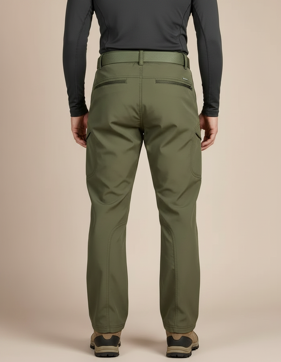 Pantalon Randonnée Vert Militaire Homme Softshell Imperméable - Kaki Polyester - vue 2