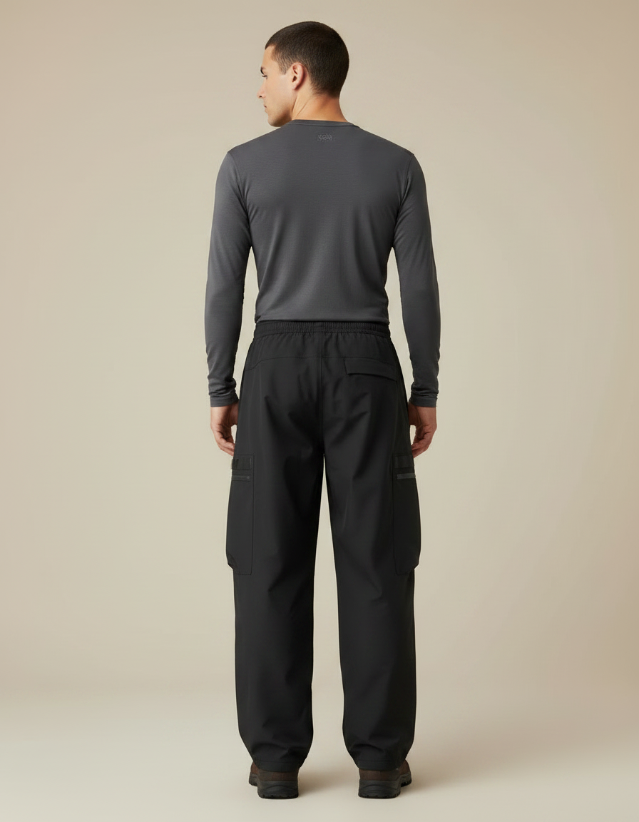 Pantalon Randonnée Noir Cargo Ample Homme Imperméable - Polyester - vue 2