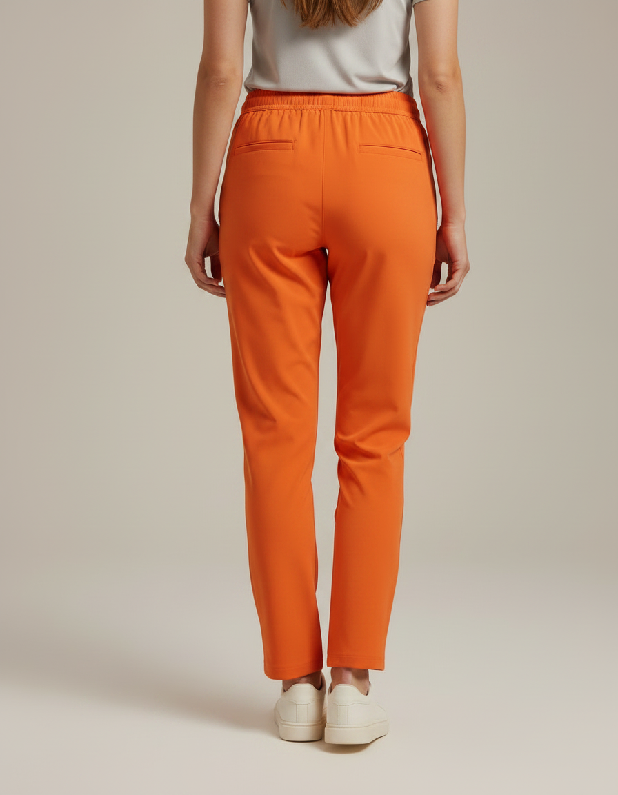 Pantalon Randonnée Orange Fluide Léger Femme Cordon - Polyester - vue 2