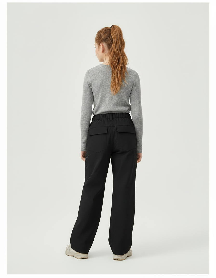 Pantalon Randonnée Noir Ample Zippé Enfant - Polyester - vue 2