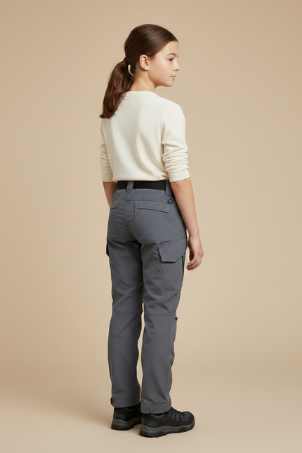 Pantalon Randonnée Gris Cargo Multipoches Uni - Polyester - vue 2
