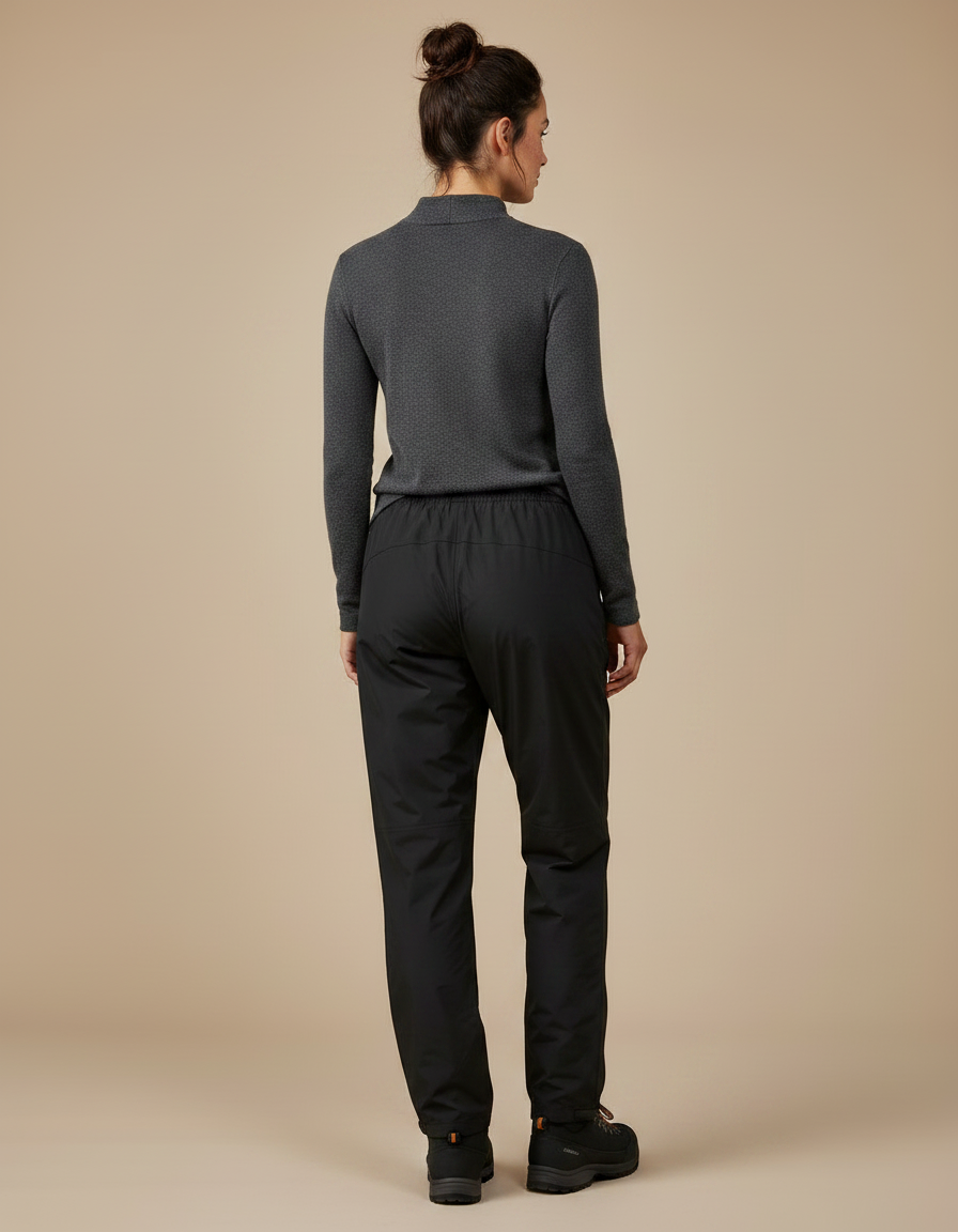 Pantalon Randonnée Noir Imperméable Confortable Coupe Droite - Polyester - vue 2