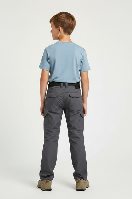 Pantalon Randonnée Gris Enfant Cargo Multipoches Léger - Polyester - vue 2