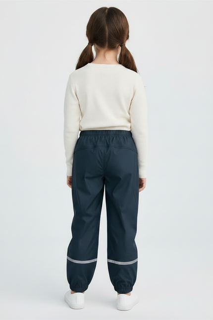Pantalon Randonnée Imperméable Bleu Marine Réfléchissant Enfant - Polyester - vue 2