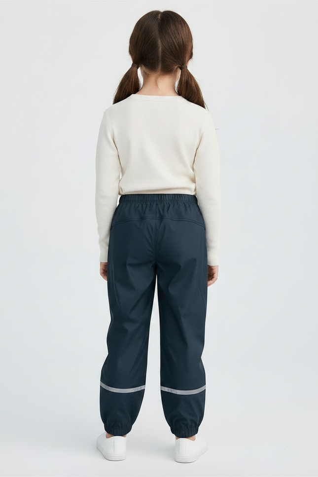 Pantalon Randonnée Imperméable Bleu Marine Réfléchissant Enfant - Polyester - vue 2