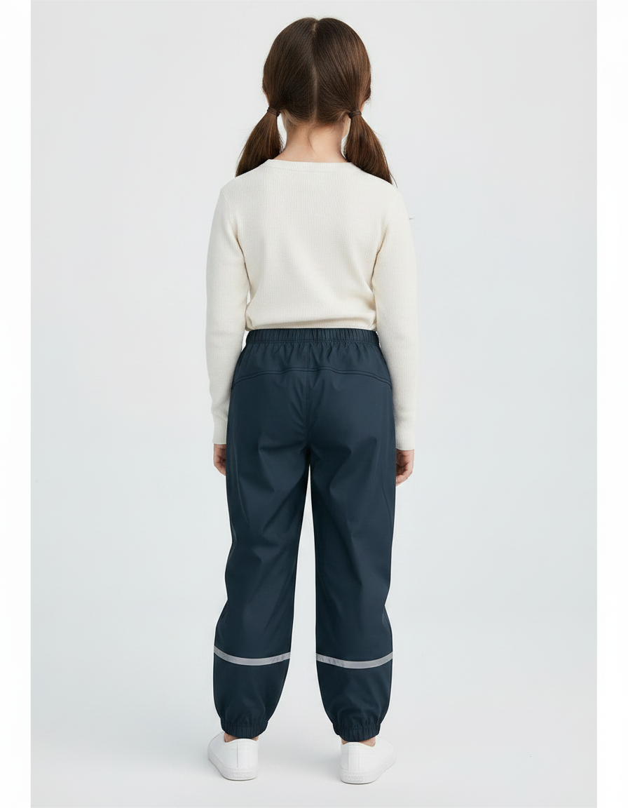 Pantalon Randonnée Imperméable Bleu Marine Réfléchissant Enfant - Polyester - vue 2