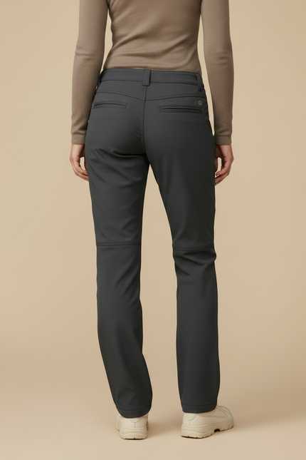 Pantalon Randonnée Femme Gris Coupe Droite Doublé Polaire - Polyester - vue 2