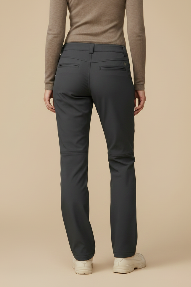Pantalon Randonnée Femme Gris Coupe Droite Doublé Polaire - Polyester - vue 2