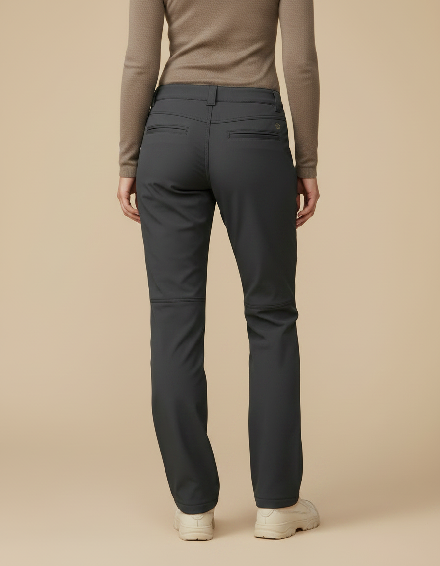 Pantalon Randonnée Femme Gris Coupe Droite Doublé Polaire - Polyester - vue 2