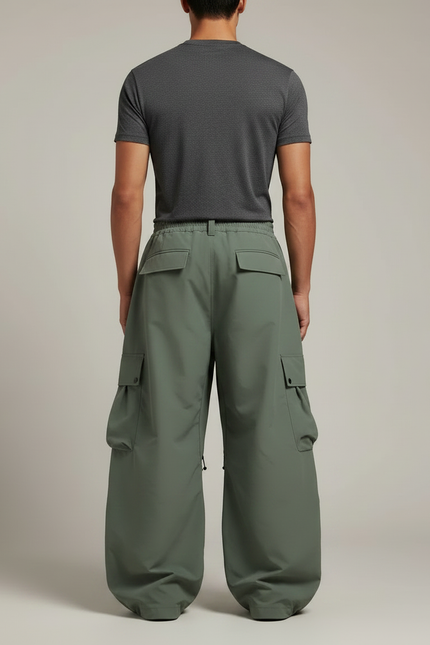 Pantalon Randonnée Vert Ample Cargo Étanche Homme - Kaki Polyester - vue 2
