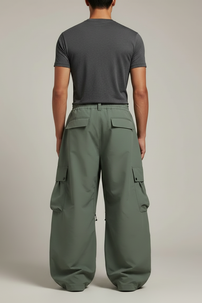 Pantalon Randonnée Vert Ample Cargo Étanche Homme - Kaki Polyester - vue 2