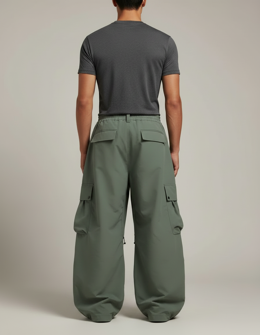 Pantalon Randonnée Vert Ample Cargo Étanche Homme - Kaki Polyester - vue 2