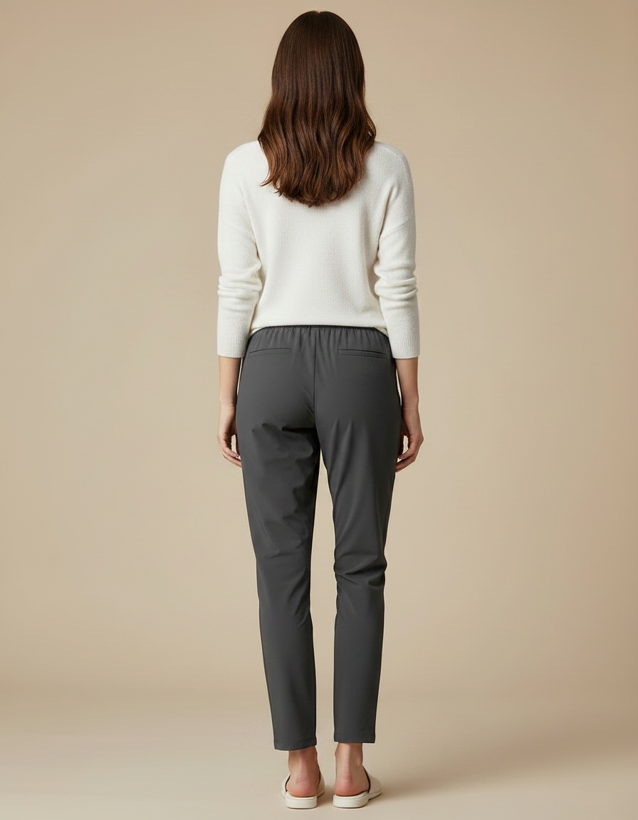 Pantalon Randonnée Gris Uni Fluide Femme Décontracté - Polyester - vue 2