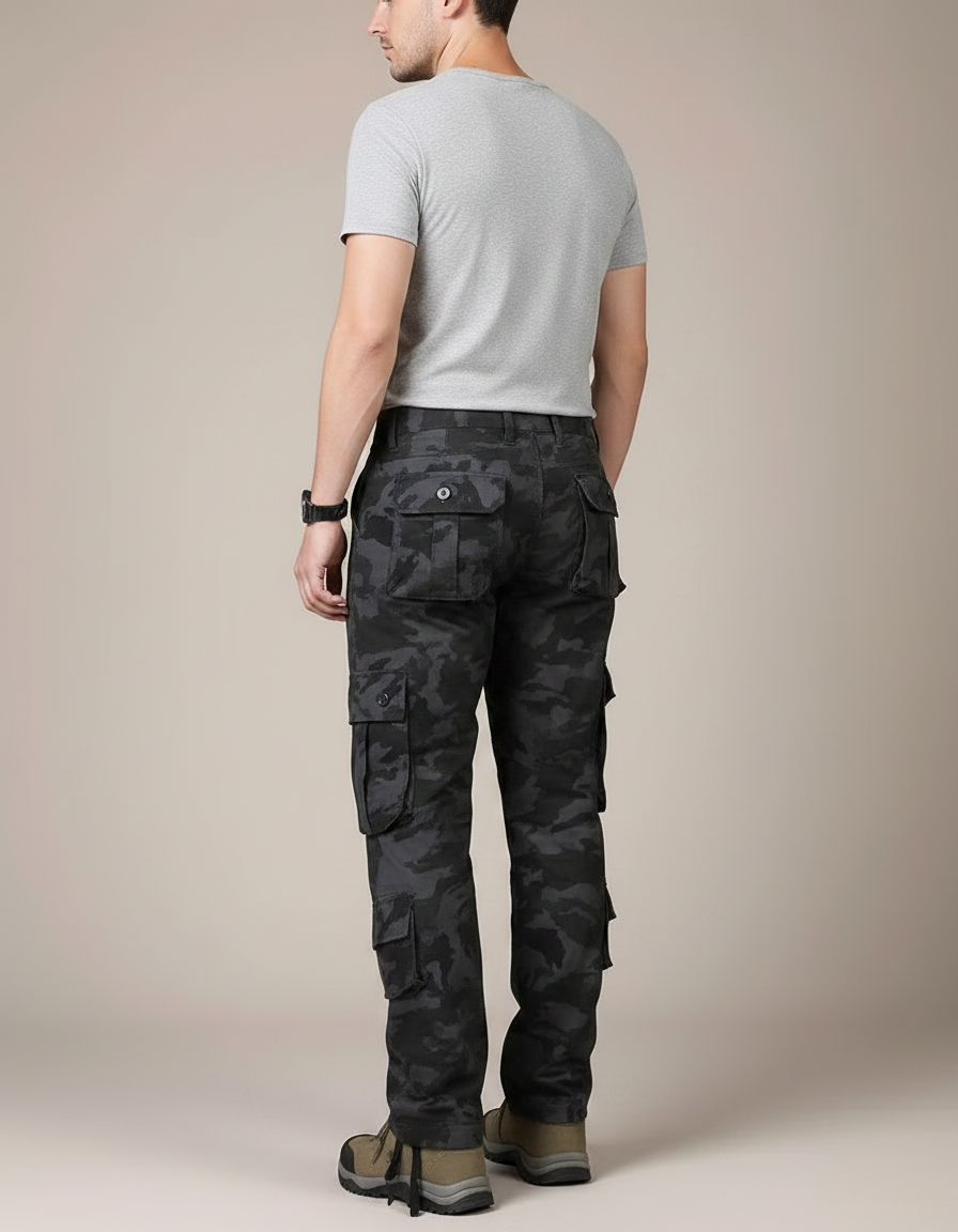 Pantalon Randonnée Camouflage Cargo Tactique Homme Coton - Gris Toile - vue 2