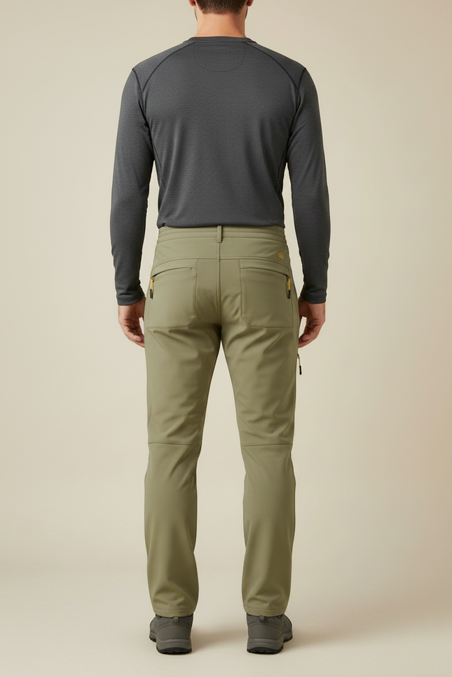 Pantalon Randonnée Kaki Softshell Imperméable Stretch Homme - Polyester - vue 2